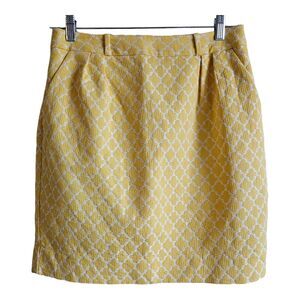KATE SPADE Women's 6 Skirt Meredith Jacquard Yellow White Above Knee Waist 30"